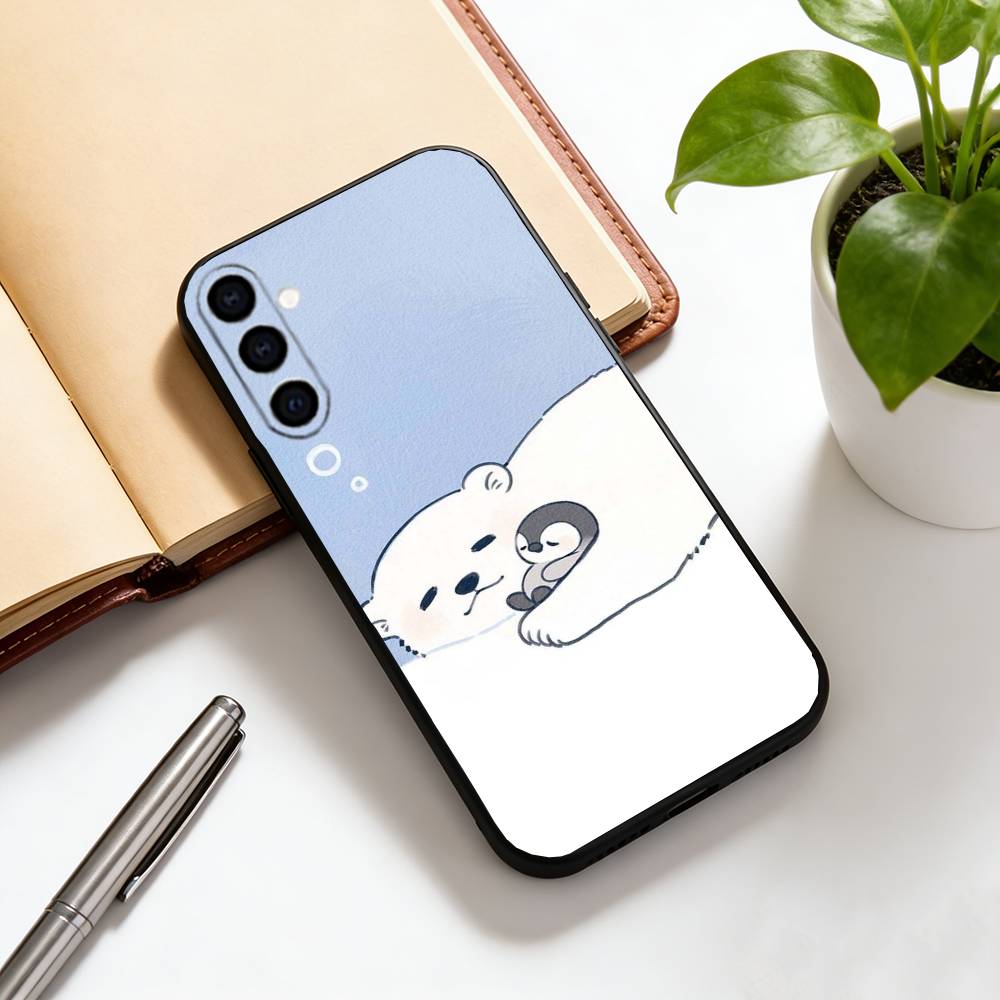 Милый мультяшный пингвин Чехол для телефона Для Samsung Galaxy A73, A72, A71, A70, A53, A52, A51, Другие Мягкий Черный Чехол