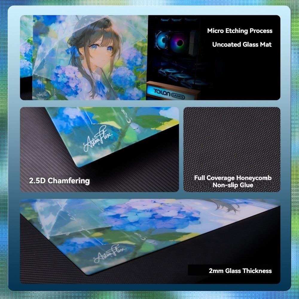 TALONGAMES Nagisa P2 Glass Gaming Mouse Pad 2mm 2.5D Micro-etched Surface Smooth Surface Custom Gamer FPS Gaming Desk Mat Gifts