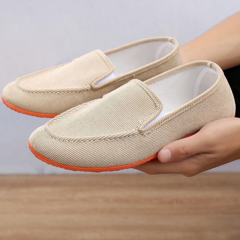 Мягкие подошвы Старые пекинские мужские туфли Низкие дышащие мужские повседневные парусиновые туфли Dad Comfort для вождения Лоферы Широкие туфли