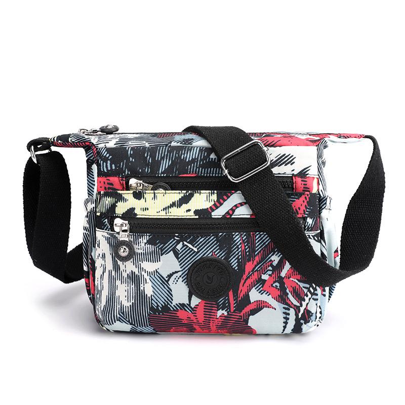 2025 Новая Мода Нейлоновая Принтованная Сумка-Мессенджер Большая Вместимость Многослойная Цветочная Сумка на Плечо Повседневная Универсальная Женская Сумка Кроссбоди