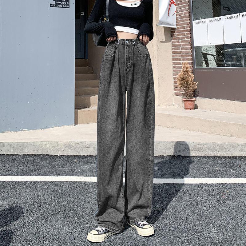 Spring Autumn Women's High-waist Jeans Pants Slimming All-match Loose Casual Wide-leg Denim Trousers