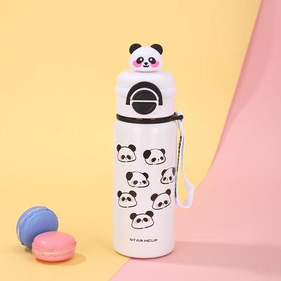 MRSIKEY Мультяшная панда Детская бутылка для воды с трубочкой из нержавеющей стали 316