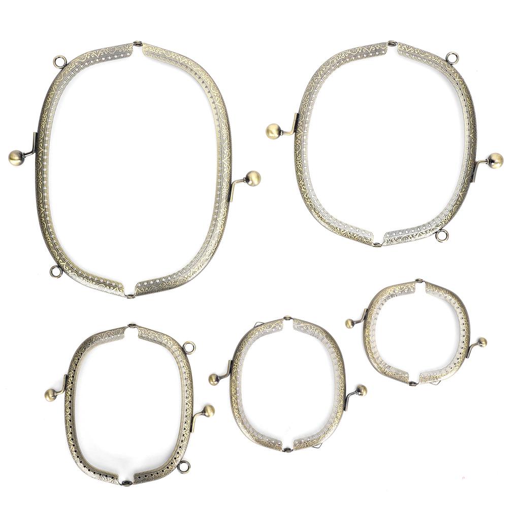 5Pcs Metal Purse Frame Antique Brass Embossed Arc Thickening DIY Accessories 8.5cm~20.5cm