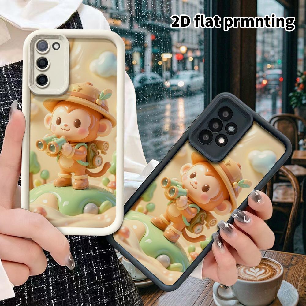 Phone Case: 2D flat design suitable for Samsung Galaxy A34 A35 M05 M06 S20 S22 S21 FE Plus 5G protective case, little monkey, perfect Christmas and Ha