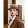 French retro flat top top hat women's fashion autumn and winter wool felt hat flat top hat women's new hat