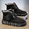 Cotton Shoes Men Winter Warm Plush Thick Snow Work Boots Outdoor Anti-skid Comfortable Casual Buckle Strap Shoes Size 32-44
