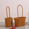 Brown Handhold Weaving Basket with Handle Hanging Basket Creative Flower Basket