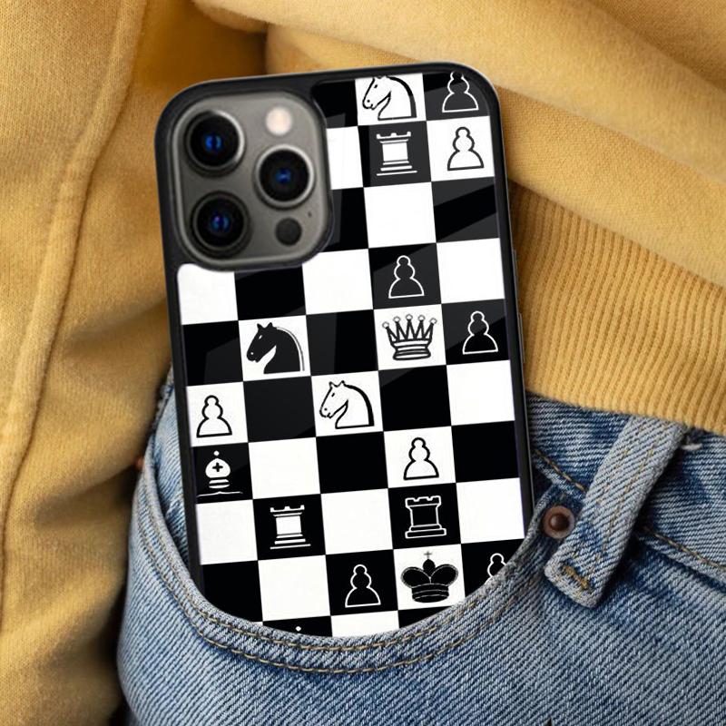 Мягкий чехол для телефона с рисунком шахматной доски для iPhone 17 Air 16e Pro max 15 Pro 13 14 Plus 11 12 MagSafe Магнитный Coque