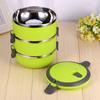 Round 3 Layer Durable Stainless Steel Lunch Box Bento Picnic Food Container
