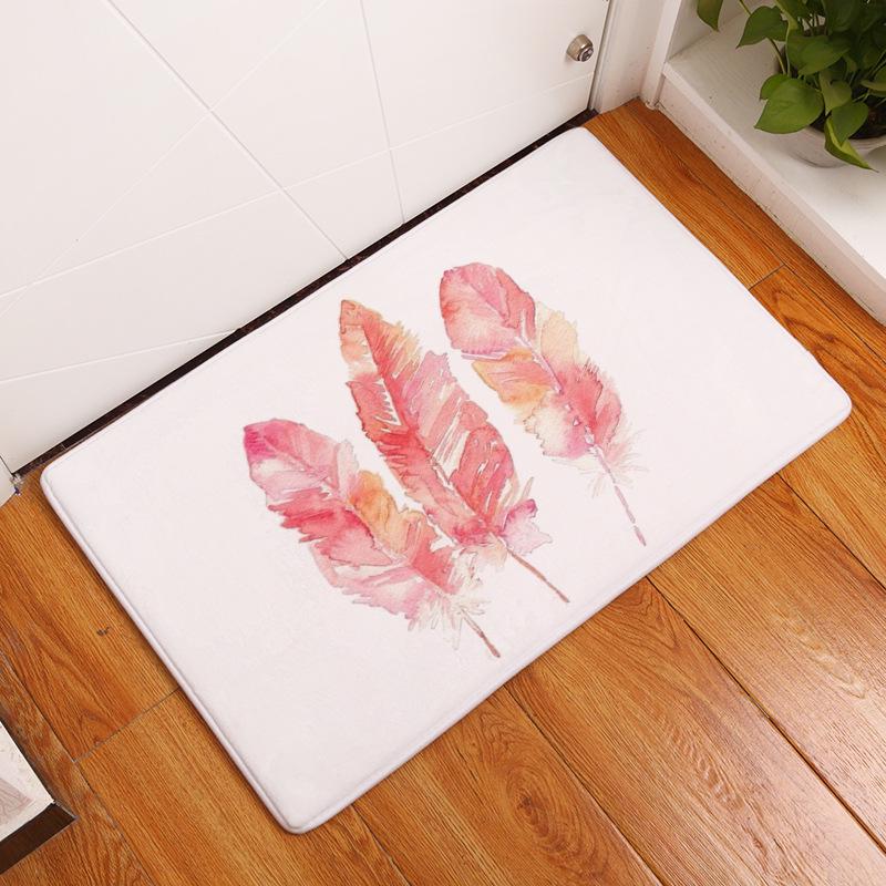 Non-slip Super Soft Carpet Color Feather Printing Bedroom Entrance Door Mat Balcony Living Room Welcome Mat