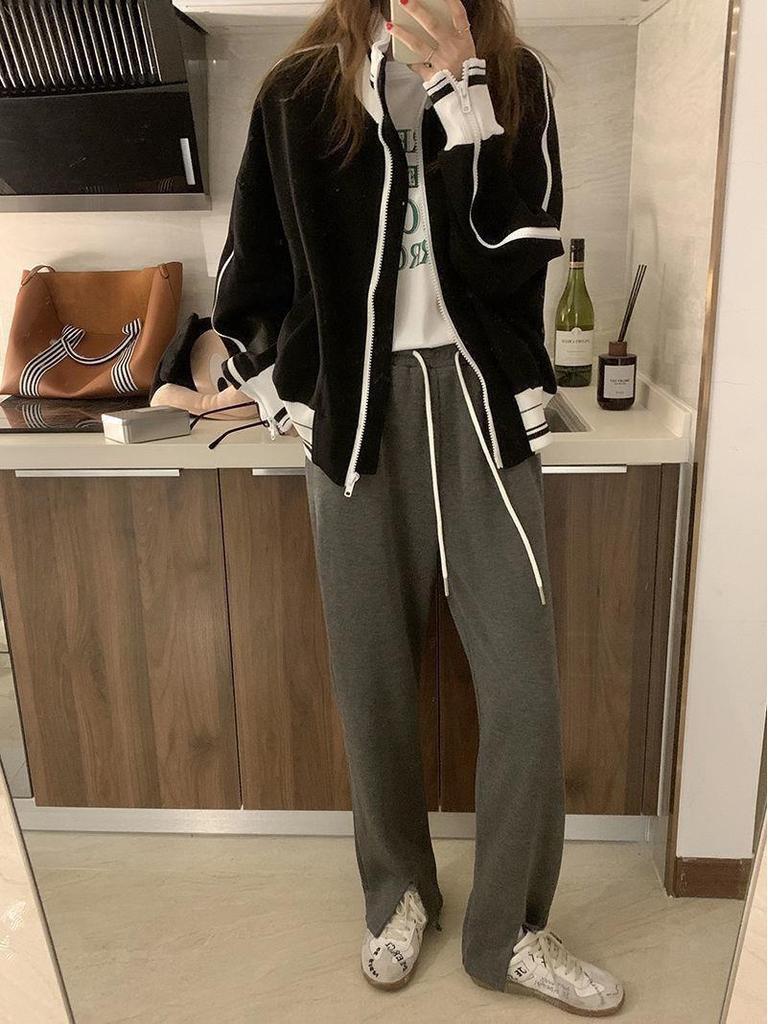 Women's Petite College Style Fleece Baseball Jacket - Cozy, Loose, Casual for Autumn/Winter