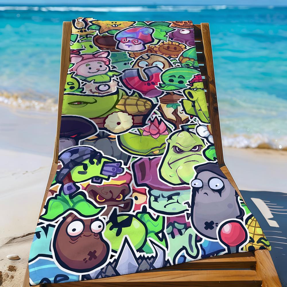 P-Plants vs Z-Zombies-S Игровое Полотенце Спортивное Быстросохнущее Туристическое Снаряжение для Кемпинга Песозащитное Мягкое Легкое Большое Пляжное Полотенце