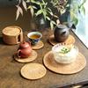 6Pcs/set Round Natural Rattan Coasters Bowl Pad Handmade Padding Cup Mat Insulation Placemats Kitchen Decoration Accessories