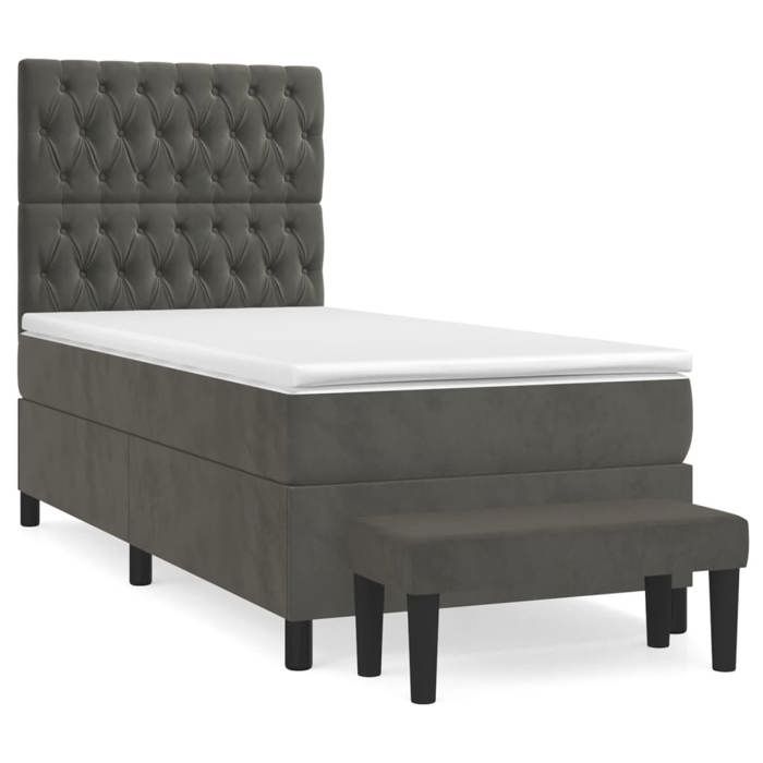 Maison Exclusive - Sommier à lattes de lit et matelas Gris foncé 80x200 cm Velours