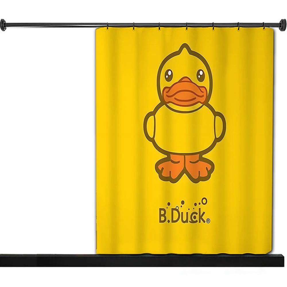 Little Yellow Duck Cute Animal Shower Curtain Waterproof Polyester Fabric Paint Bath Curtain Home Bathroom Decor Curtain Hook