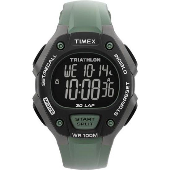 TIMEX Универсальные наручные часы Triathlon Classic TW5M67300 Кварцевые 10 Атмосфер Водонепроницаемые Пластик Цифровой циферблат Смола