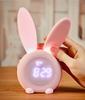 Mini Cartoon LED Digital Alarm Clock Electronic LED Display Sound Control  Cute Rabbit Night Lamp Desk Rechargeable Clock