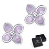 Silver earrings, purple flowers, studs, 925 silver