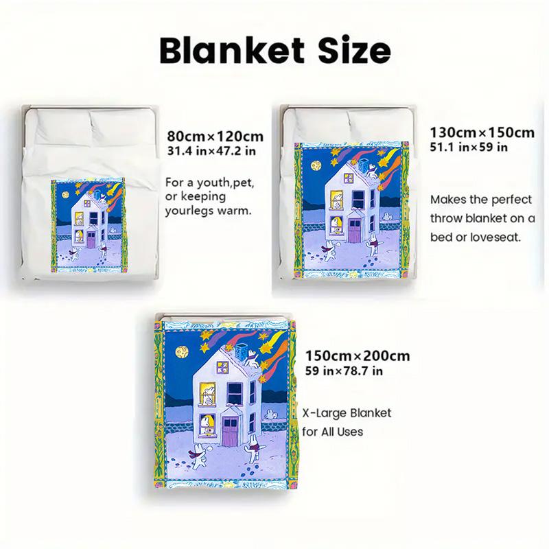 Cute rabbit 2D Flat Pattern Flannel Blanket High quality All Seasons Warmth and Comfort Perfect for Christmas Gifts.PMT0914404
