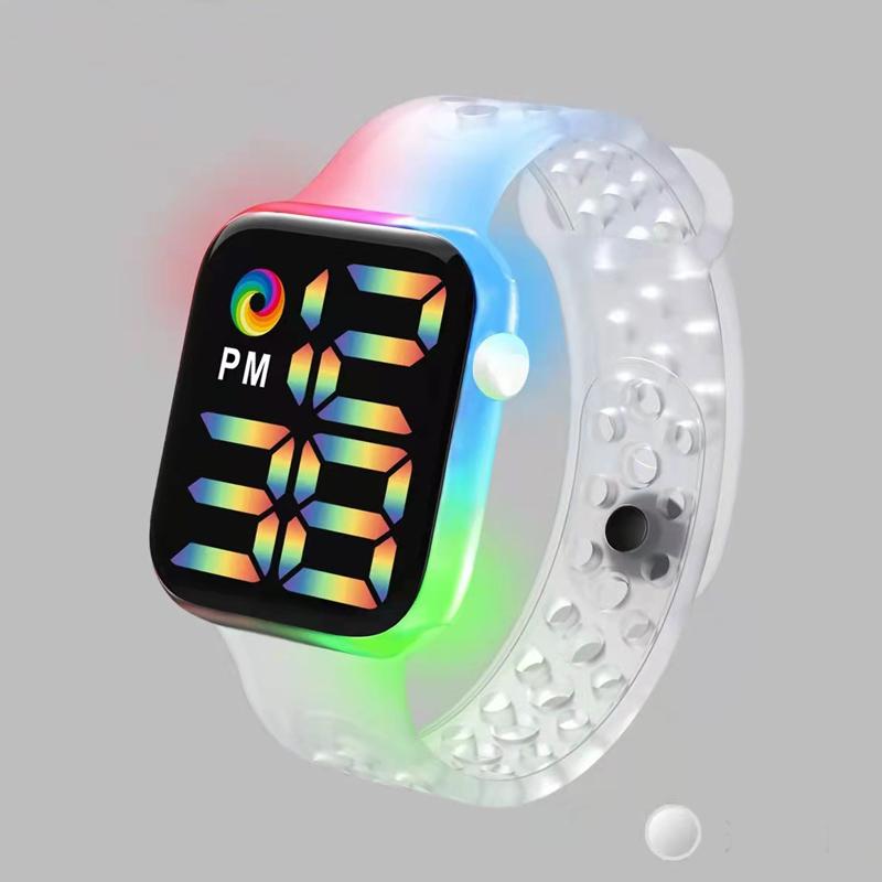 Trendy Unisex Square Luminous Electronic Wristwatch New Digital Sports Student Watch LED Watch Waterproof Man Woman Y1 Cool Rainbow