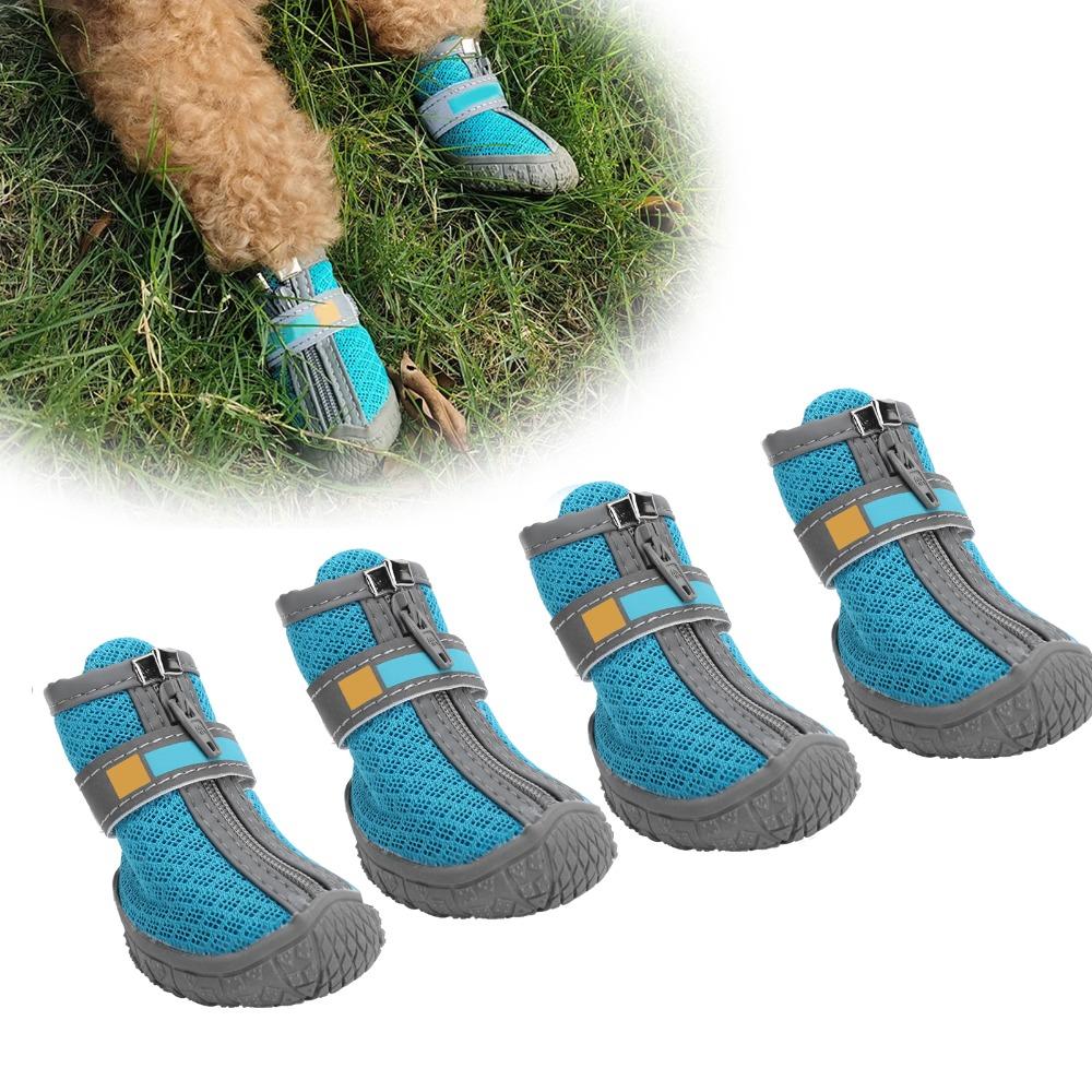 4pcs Mesh Holes Dog Booties Non Slip Sole Pet Paw Covers Small Dog Use Dog Shoes All Season Use