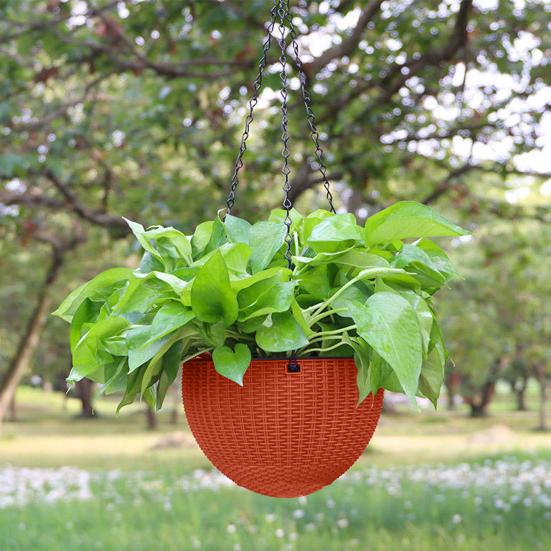 1 Set Flower Pot Quick Drain Handmade Strong Load-bearing Indoor Water Self-absorbing Flower Basket with Hook Home Decor