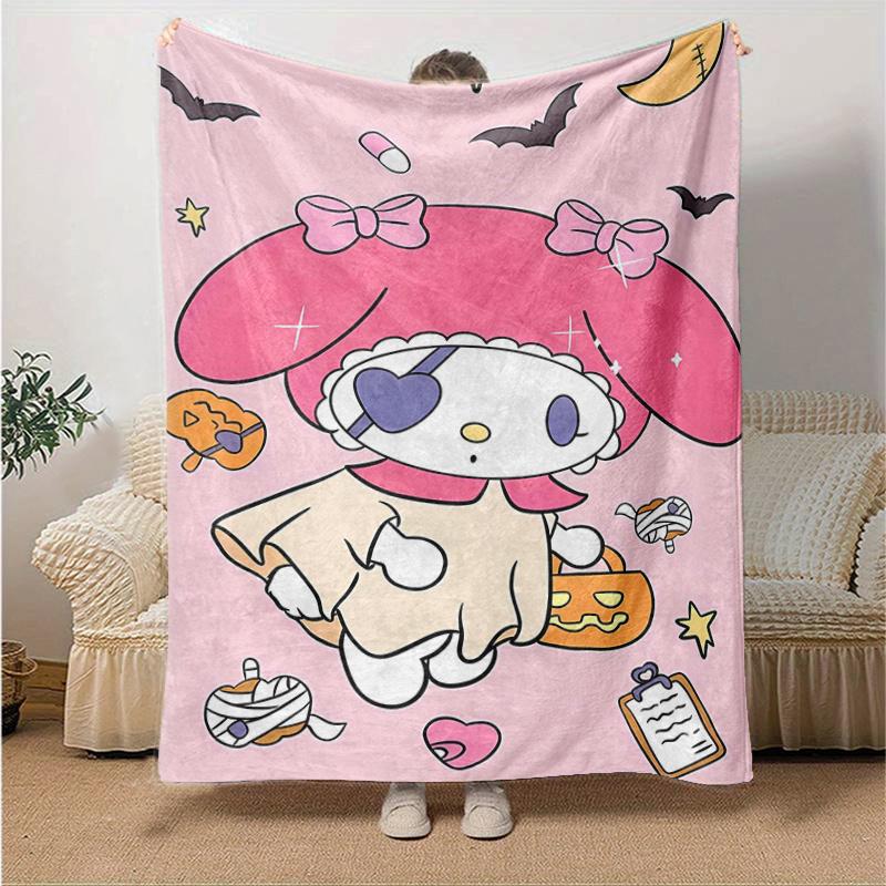 1pc My Melody Halloween Adventure Blanket, Seasonal Home Decorative Throw for All Seasons, Living Room, Travel, Camping, Car Blankets, Beach, Office N