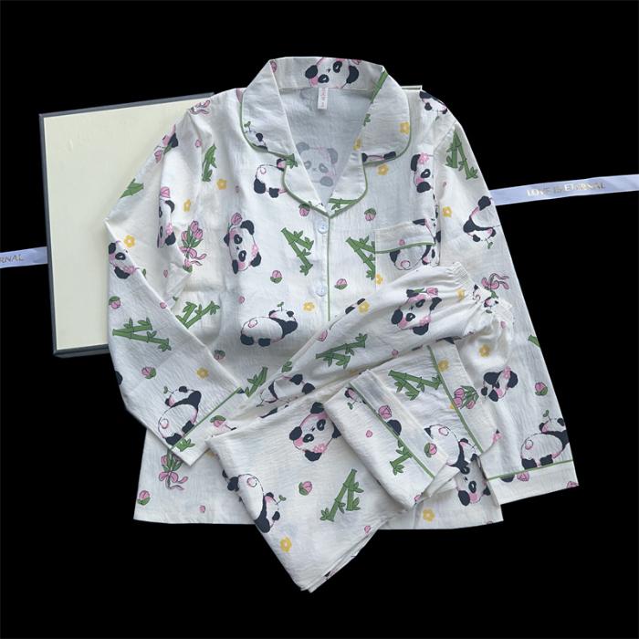 Мультяшная милая милая женская пижама с принтом в виде собаки и букв, с отворотом, в клетку, корейский дизайн, пижамный комплект для женщин, новая весенняя одежда для сна