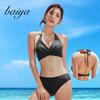Женский черный купальник бикини с халтер-неком - Европейский и американский стиль, Пляжная одежда из двух частей