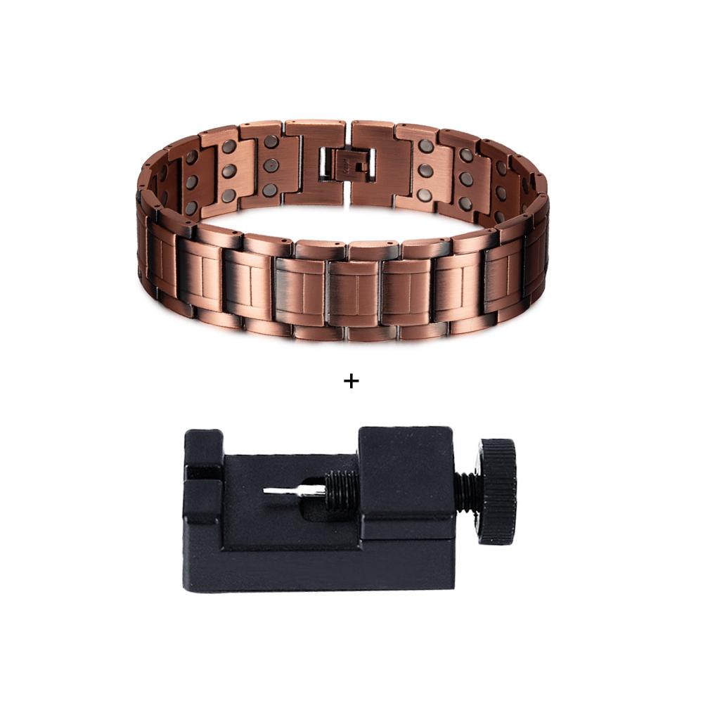 Магнитный браслет из чистой меди, мужской браслет шириной 21 мм, медный магнитный браслет с цепочкой, исцеляющий энергетический браслет для мужчин