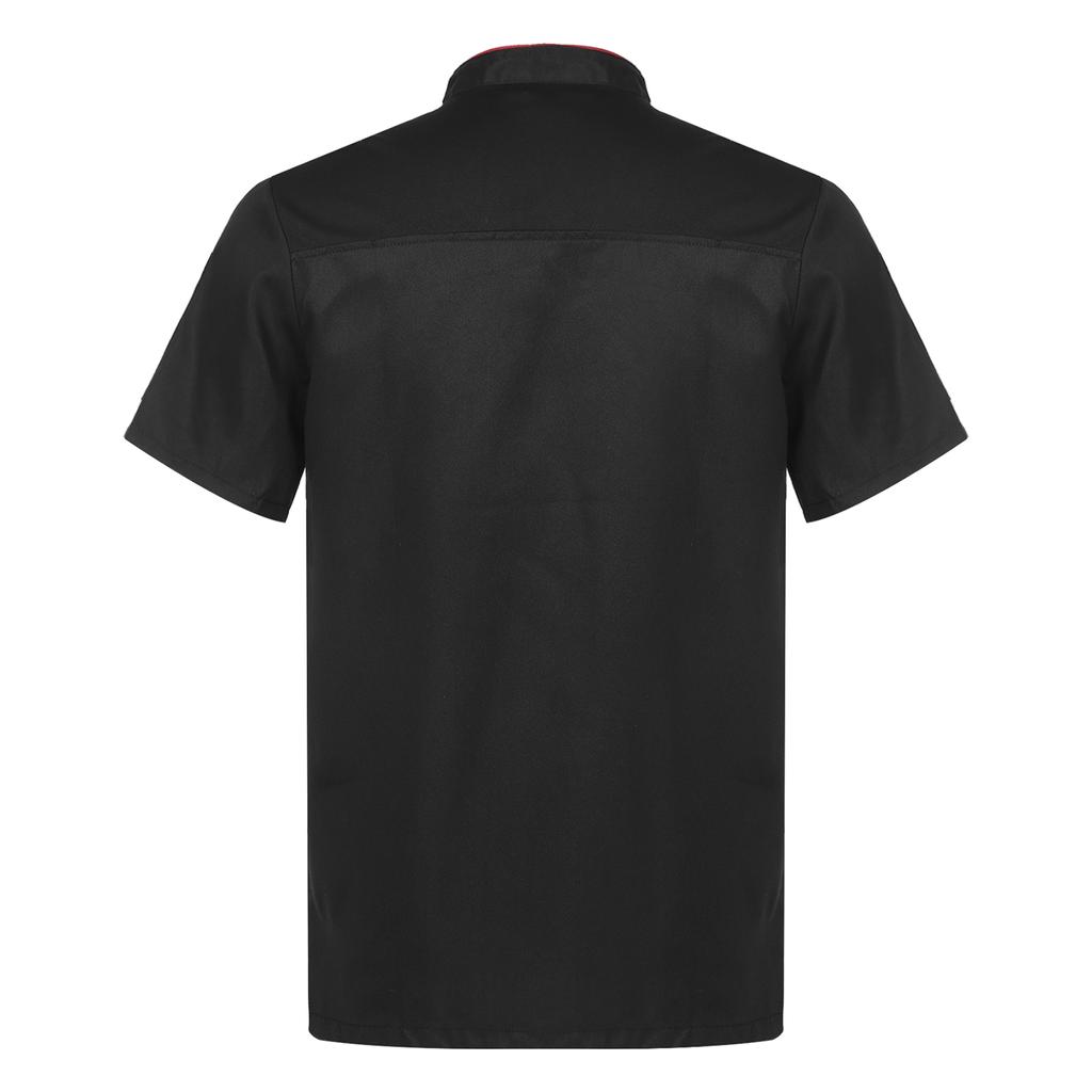 Mens Womens Unisex Chef Coat Double Breasted Design Contrast Color Trimming Cook Jacket Kitchen Uniform