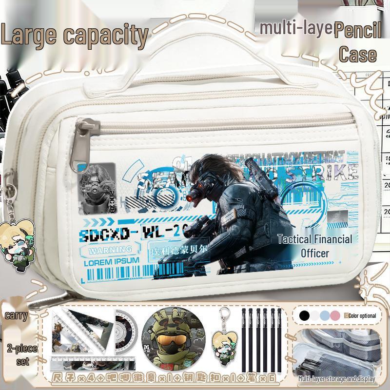 Delta Action Multi-Layer Large Capacity Pencil Case: Portable for Primary & Secondary Students, Stylish & Functional Stationery Organizer.