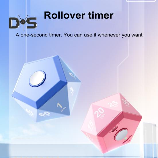 Rotating Timer 3-Color Lights Vibrate/Ring/Silent Modes Portable 1/3/5/10/15/20/25/30/45/60 Min Settings Study Relaxation Cooking Clock Timer