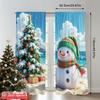 2pcs 2D Flat Printing Merry Christmas Curtain Snowman Christmas Beach Tropical Holiday 100% Polyester Without Electricity Spring