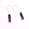 Amethyst 925 Silver Threader Earrings, Natural Gemstone Women Handmade Fringe Earrings