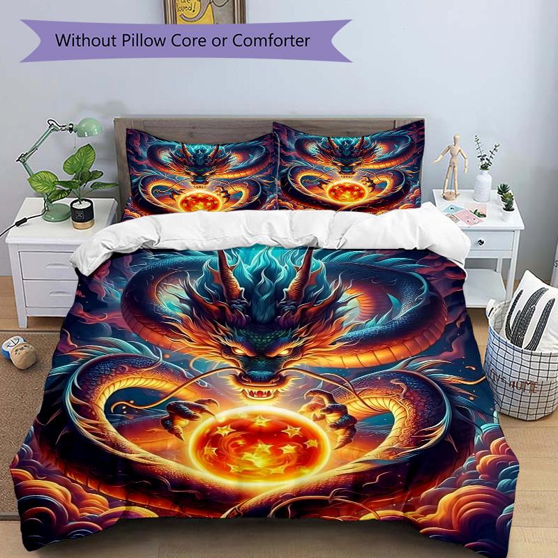 3pcs Dragon Heart Printed Bedding Set, Soft and Comfortable Quilt Cover for Bedroom, Guest Room (1 Duvet Cover + 2 Pillowcases, Pillow Core Not I