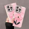 Pink Embroidered Flowers Suitable for Apple 16pro Mobile Phone Case Iphone15 Spring and Summer 14 High-end Feeling 13/12