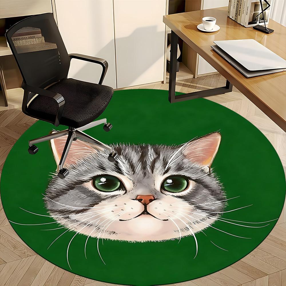 1PC Cat Whiskers Office Round Area Rug,  Mat Suitable ForOffice, Under Office Chairs Bedroom Living Room Home Decor, Room Deco
