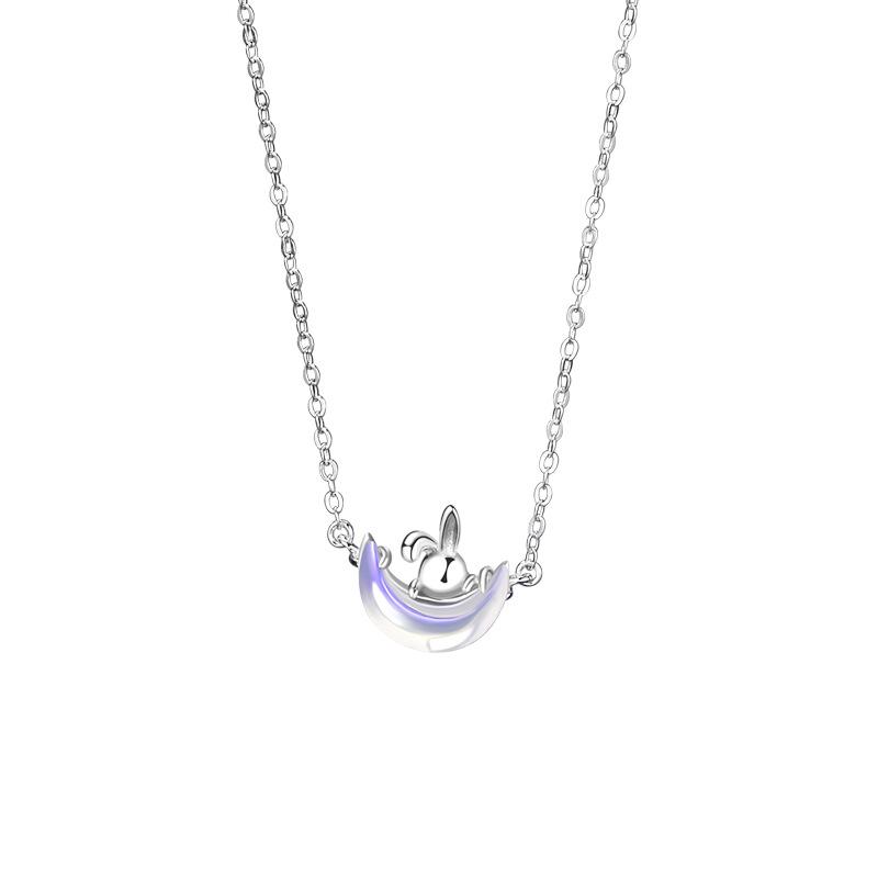 Симпатичное ожерелье с кроликом Xingyue, женское оригинальное нишевое дизайнерское украшение Guochao Mori, подвеска с лунным камнем и кроликом, ювелирные аксессуары