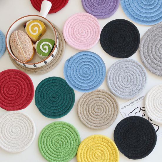 8 шт. хлопчатобумажные тканые подставки под напитки, впитывающие подставки для журнального столика, плетеные подставки, термостойкий защитный коврик для стола для всех чашек