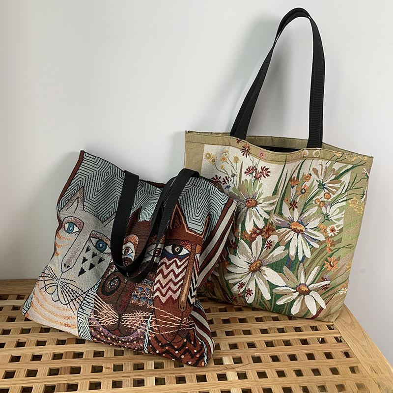 Bohemian Style Printed Bag Large Capacity Portable Mommy Bag Canvas Tote Bag Shoulder Bag