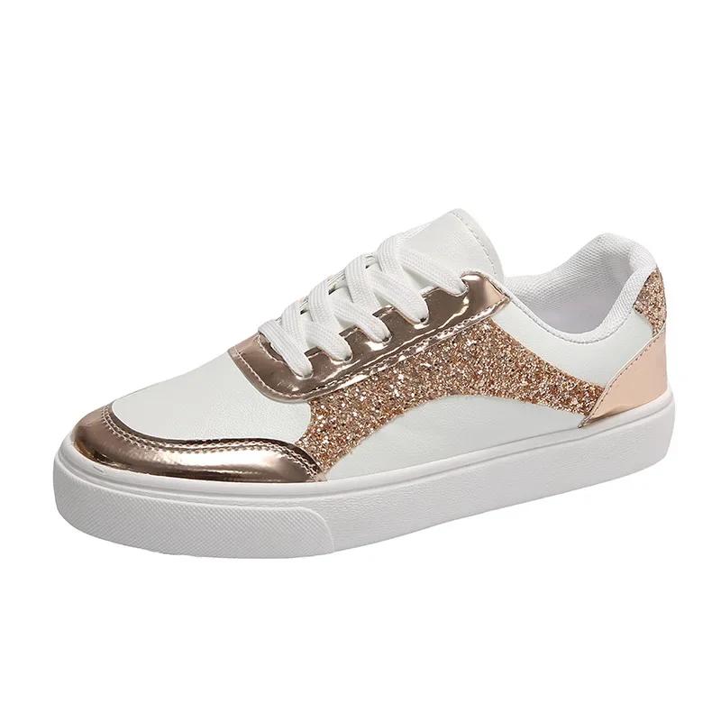 Fashion 2025 Women Casual Shoe Fashion Spring Autumn Sequin Splicing Sneakers Women Shallow Platform Vulcanize Shoes Zapatillas Mujer