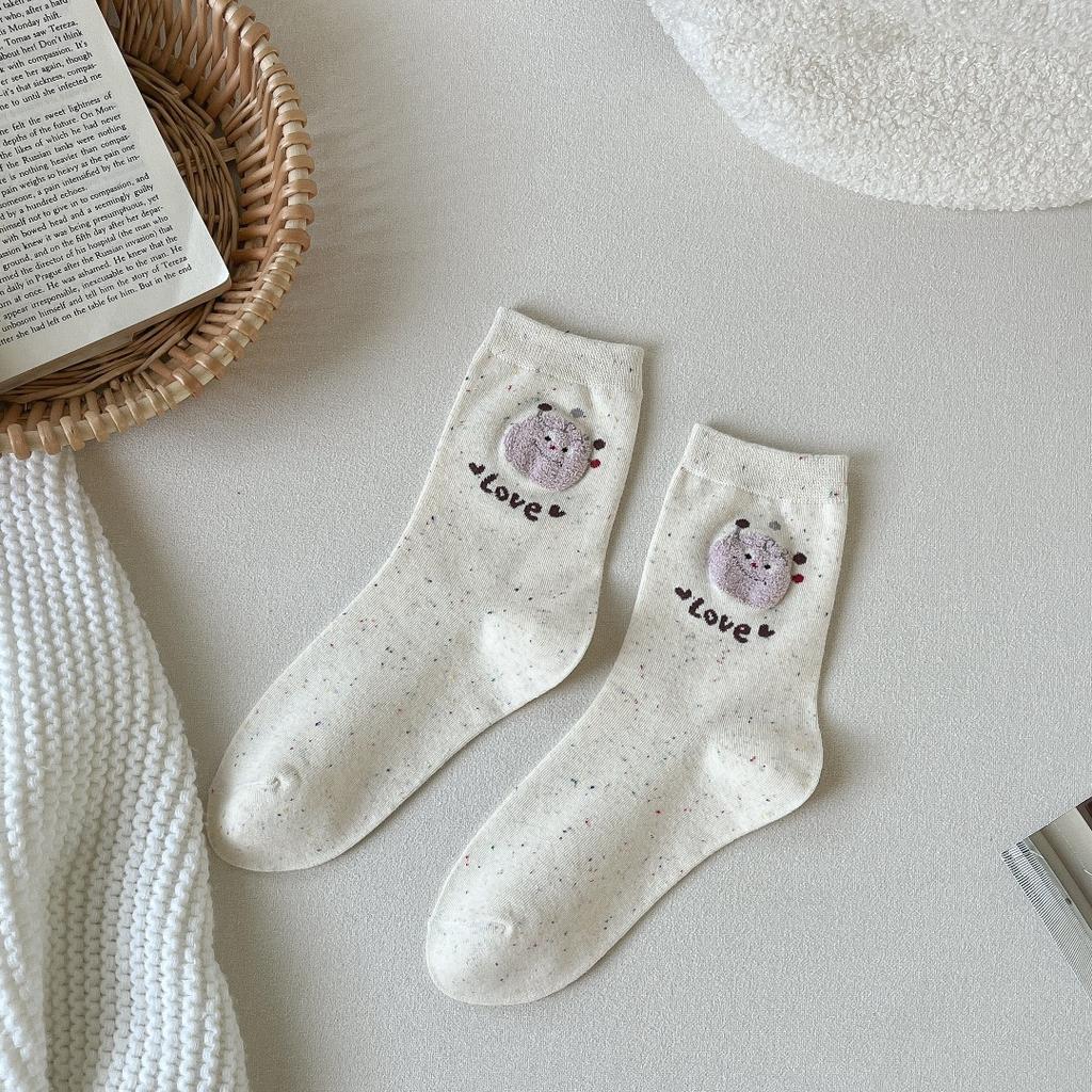 Wind Women'S Socks Idea Yarn Cute Cartoon Small Animal Mori College Wind Women'S Cotton Socks Medium Tube Socks
