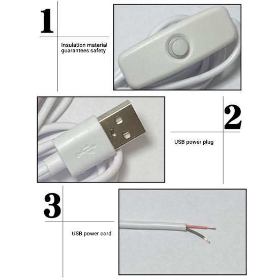 Switching Power Cord Insulated High Temperature Resistant Plug Play LED Lamp USB Extension Switching Power Wire for Home