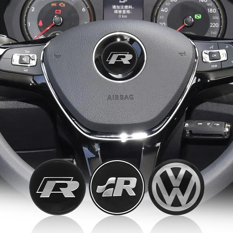 UDXKW1 45mm 50mm Car Steering Wheel Badge For Volkswagen GTI VW Scirocco Polo Golf Passat Tiguan Emblem Stickers Auto Decal Accessories