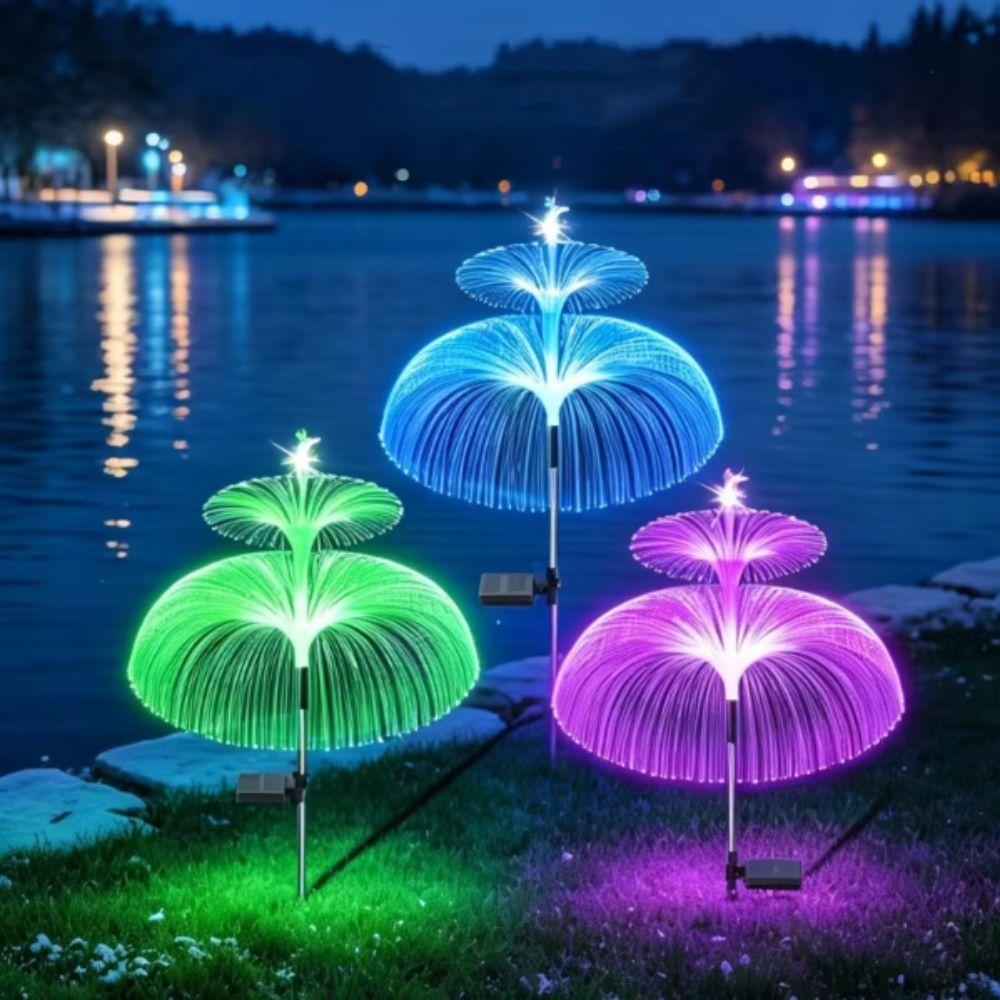Colorful Outdoor Solar Light Waterproof Fiber Optic Lamp New Solar Jellyfish Lamp Landscape Light