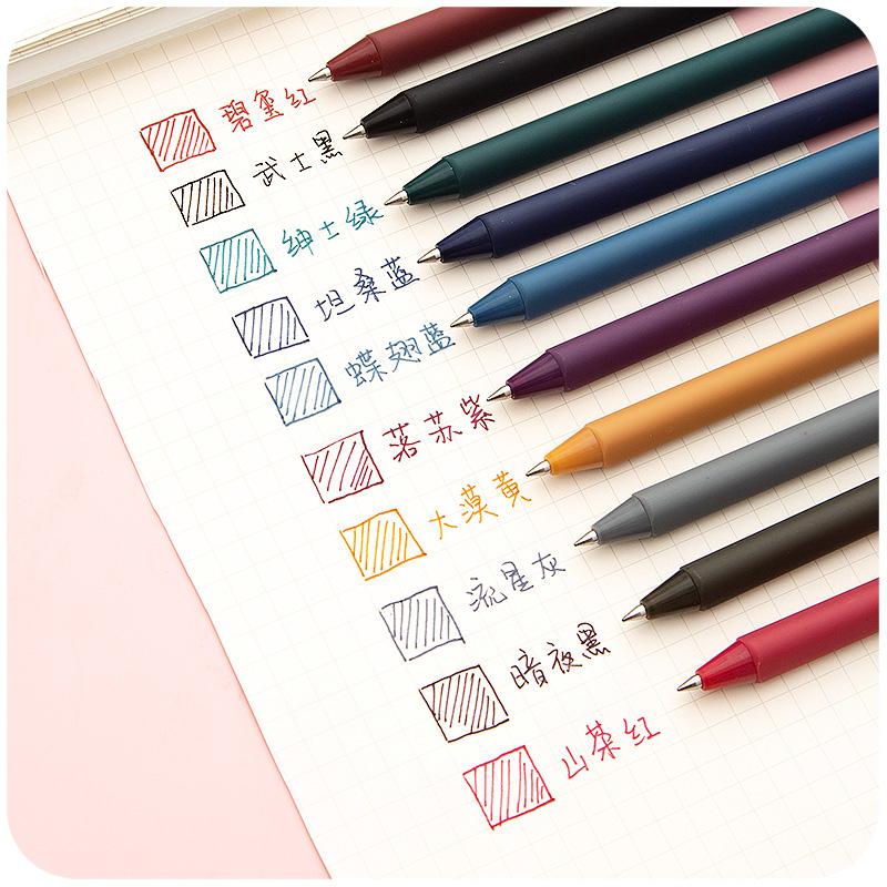 5 шт. набор цветных ручек в стиле ретро, треугольный корпус, винтажные фиолетовые, серые, коричневые гелевые ручки для маркеров, лайнера, офисные школьные принадлежности A6727