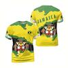 Mens Oversized Round Neck Short Sleeve T-Shirt With Jamaica Flag 3D Print Casual Tee