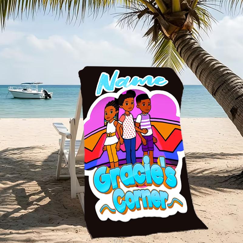 Customizable personalized beach towels Gracies Corner themed designs.Suitable for the beach, yoga, sports;ideal as beach accessories