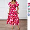 European and American Off-the-Shoulder Puff Sleeve A-Line Summer Dress for Women